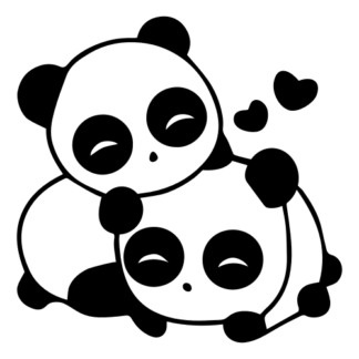 Cute Panda Couple In Love Decal (Black)